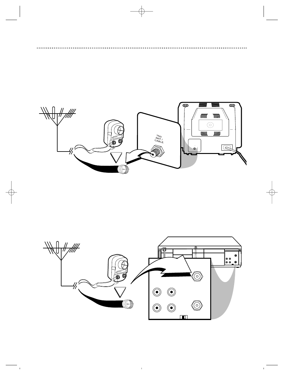 Disconnect the antenna or cable from your tv | Philips SVZ122 User Manual | Page 6 / 44