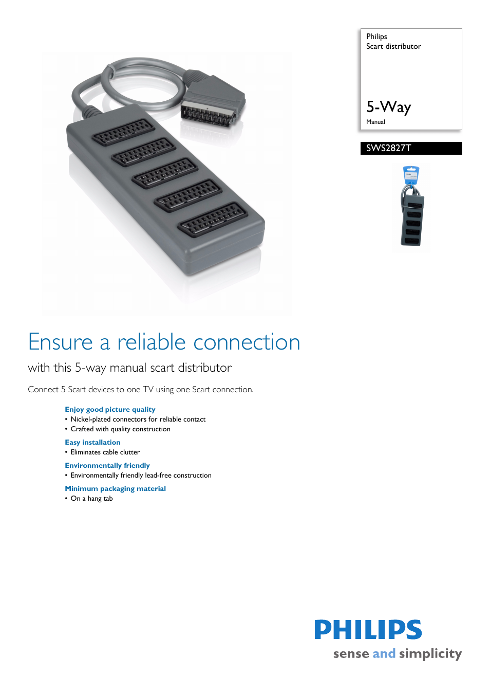 Philips 5-Way SWS2827T User Manual | 2 pages