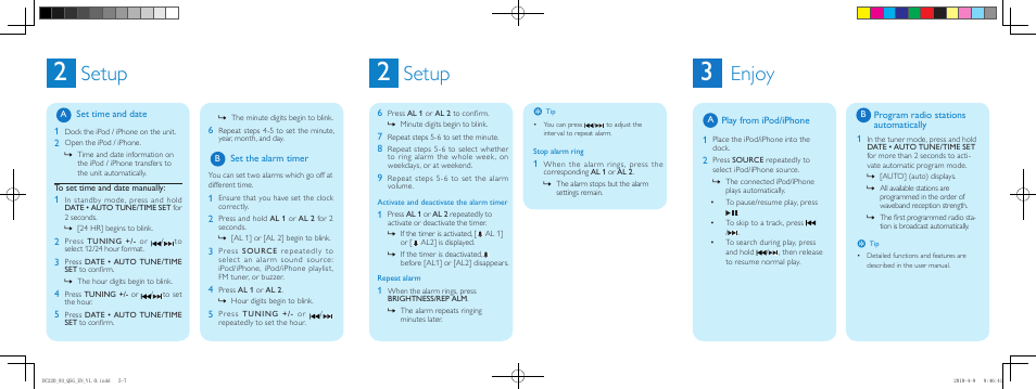 Setup, Enjoy | Philips DC220/93 User Manual | Page 2 / 2