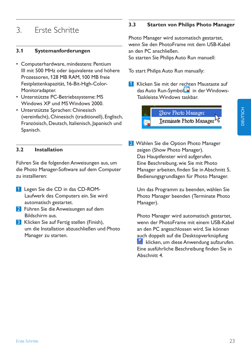 Erste schritte | Philips 10FF3CDW User Manual | Page 25 / 102