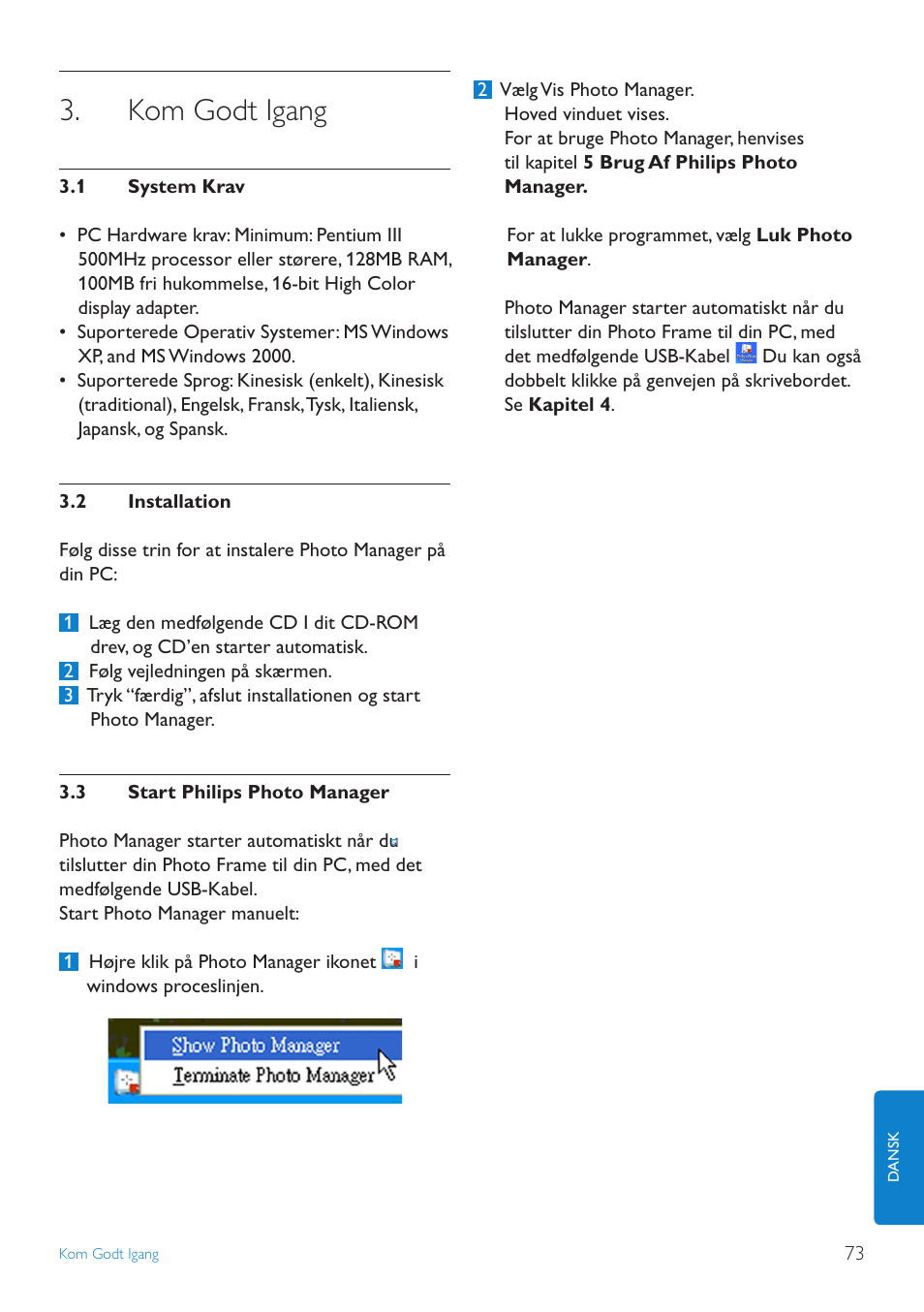 Kom godt igang | Philips 10FF3CDW User Manual | Page 75 / 102