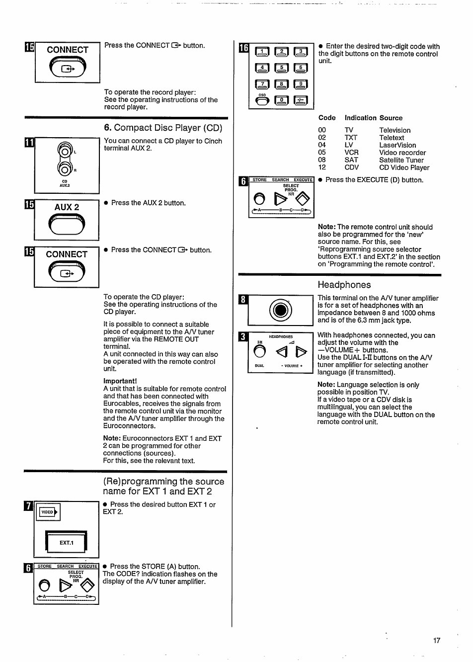 Compact disc player (cd), Headphones, O ^ b | Philips 27ce7695 User Manual | Page 21 / 37