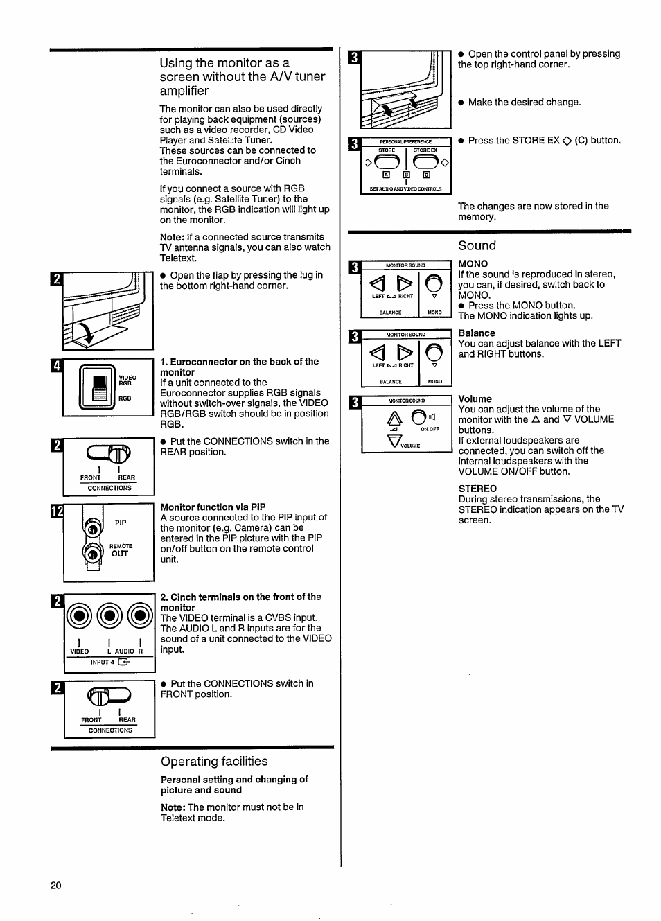 Operating facilities, Sound | Philips 27ce7695 User Manual | Page 24 / 37