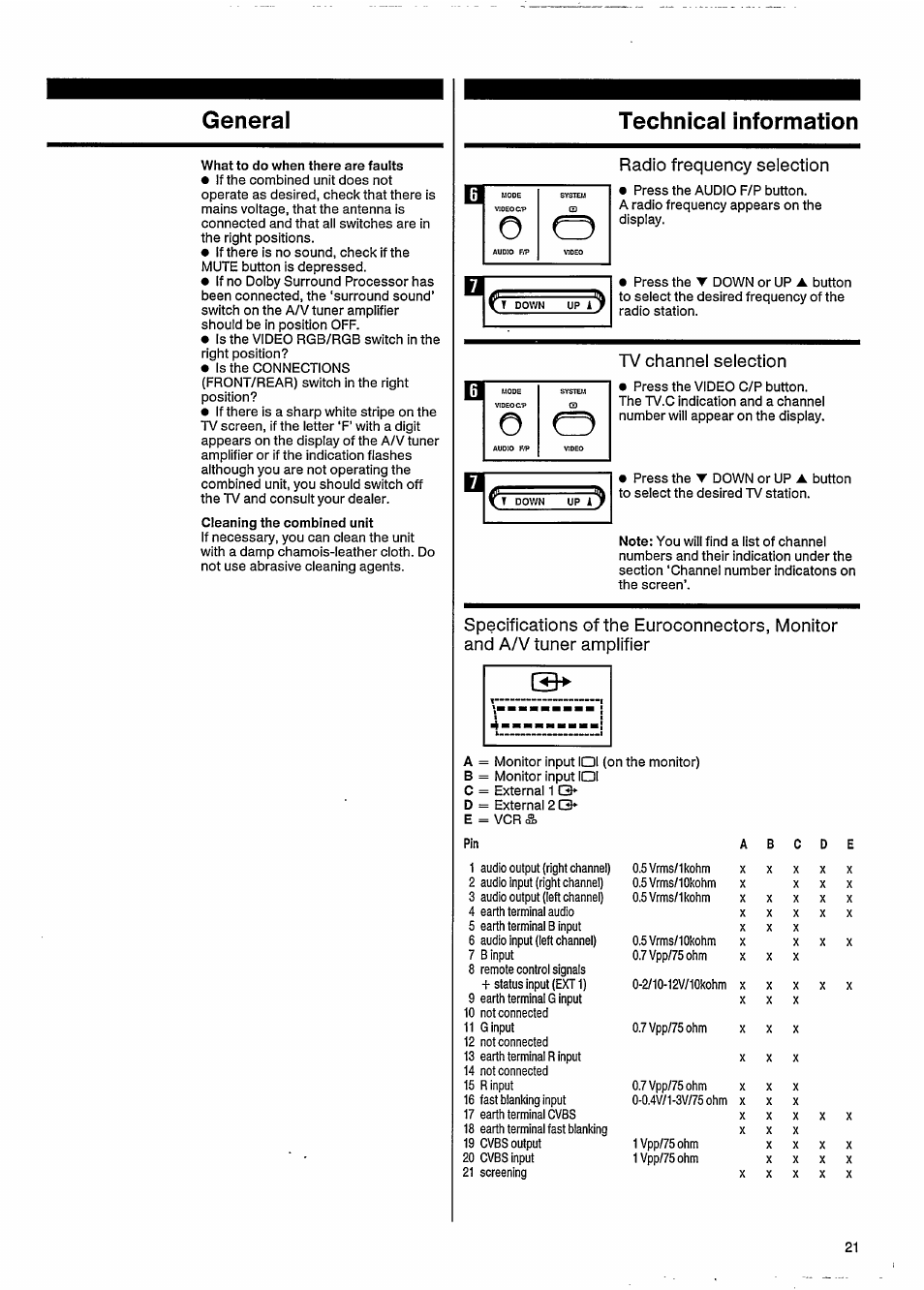 Technical information, Radio frequency selection, Tv channel selection | General, Oo c | Philips 27ce7695 User Manual | Page 25 / 37