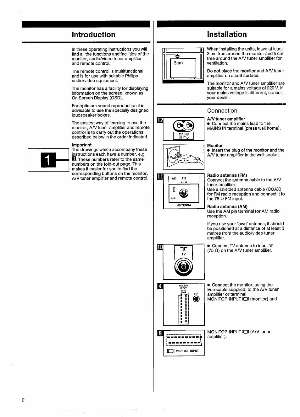 Introduction, Installation, Connection | Ii ii | Philips 27ce7695 User Manual | Page 6 / 37