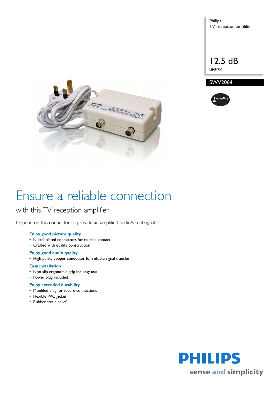 Philips SWV2064 User Manual | 2 pages