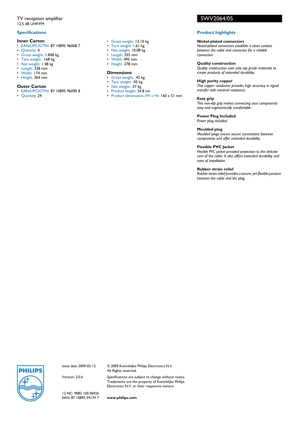 Philips SWV2064 User Manual | Page 2 / 2