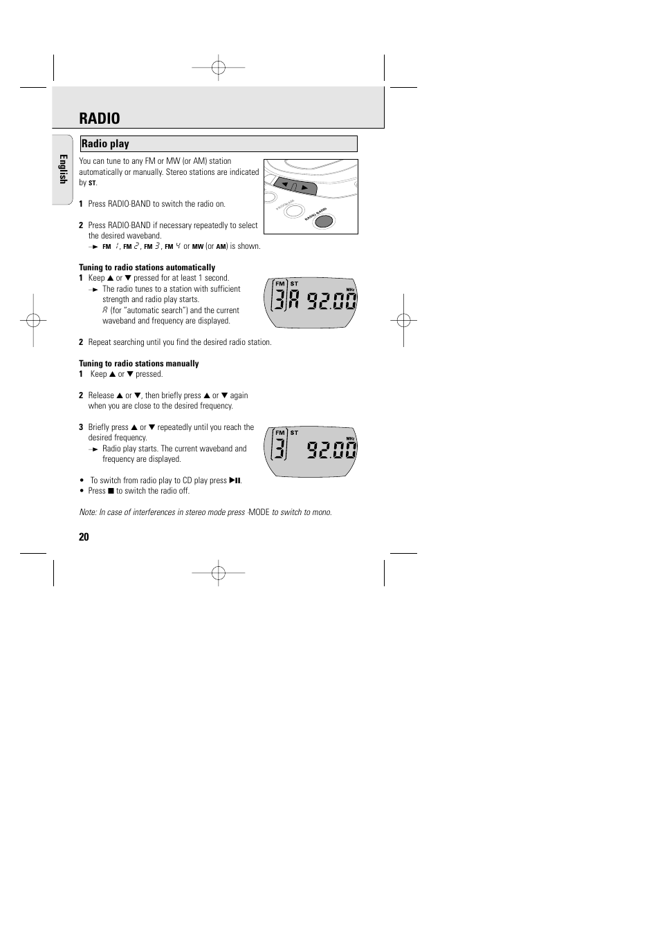 Radio, Radio play | Philips AZT9240 User Manual | Page 17 / 24