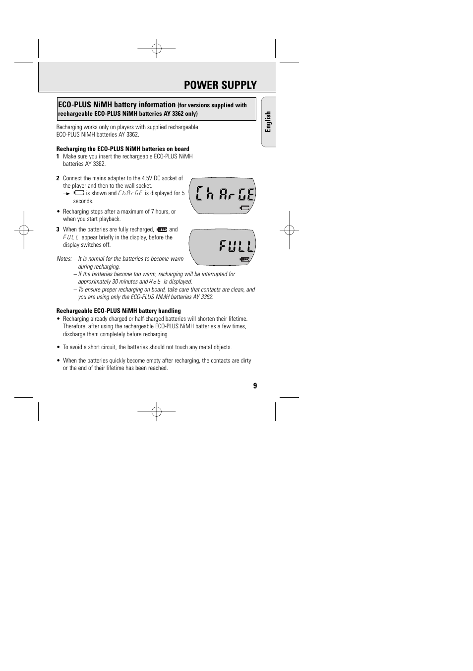Power supply | Philips AZT9240 User Manual | Page 6 / 24