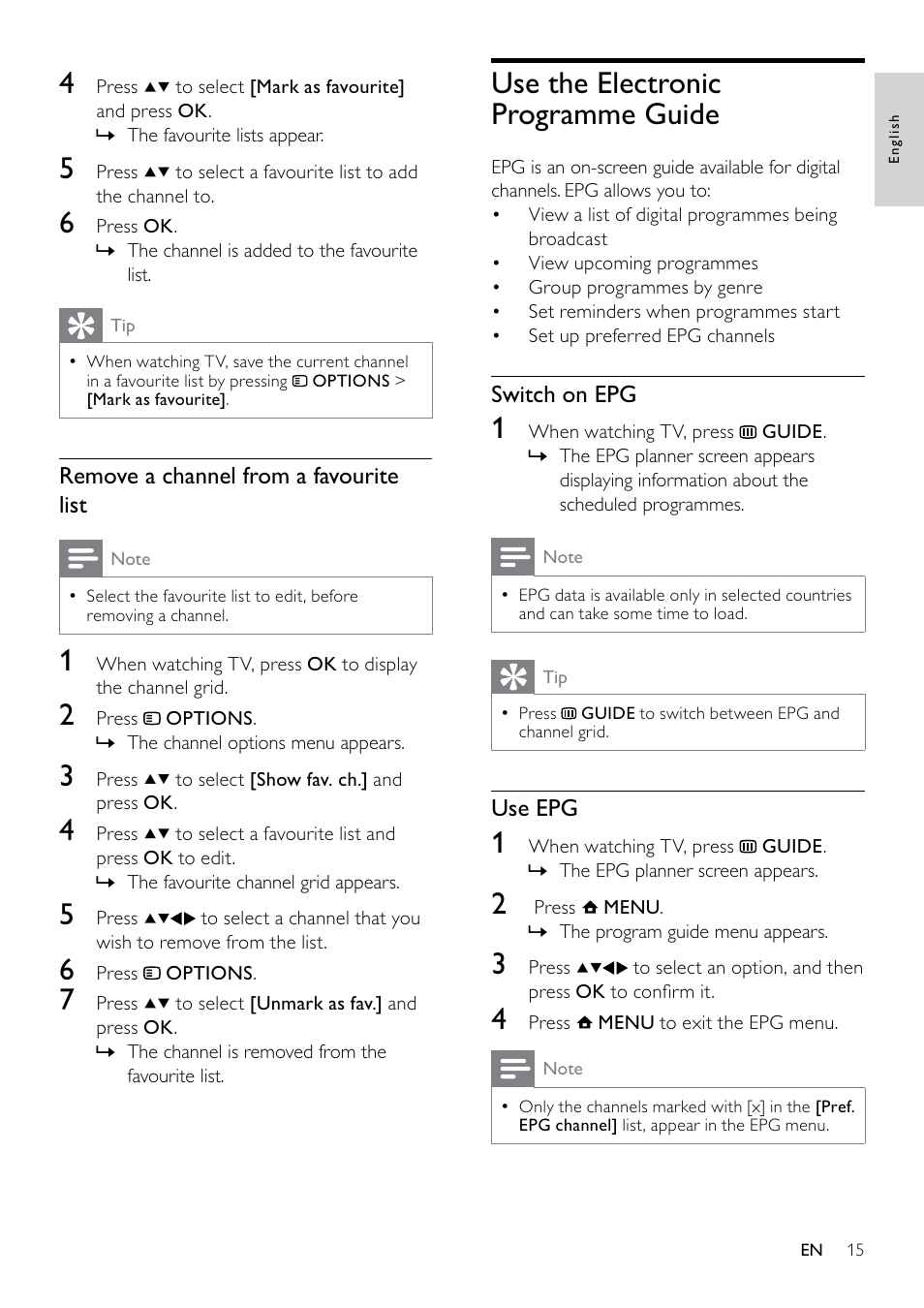 Use the electronic programme guide | Philips 19PFL3404D/05  EN User Manual | Page 17 / 43