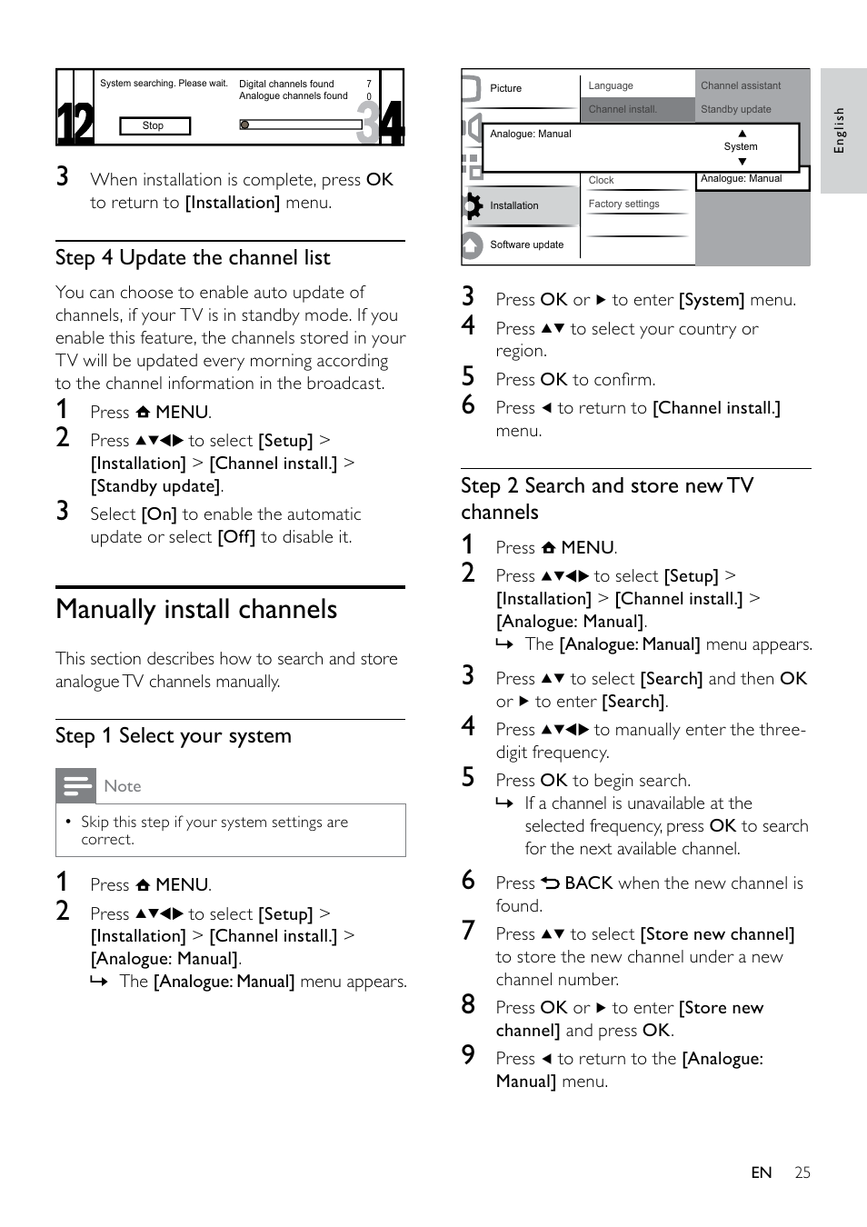 Manually install channels | Philips 19PFL3404D/05  EN User Manual | Page 27 / 43