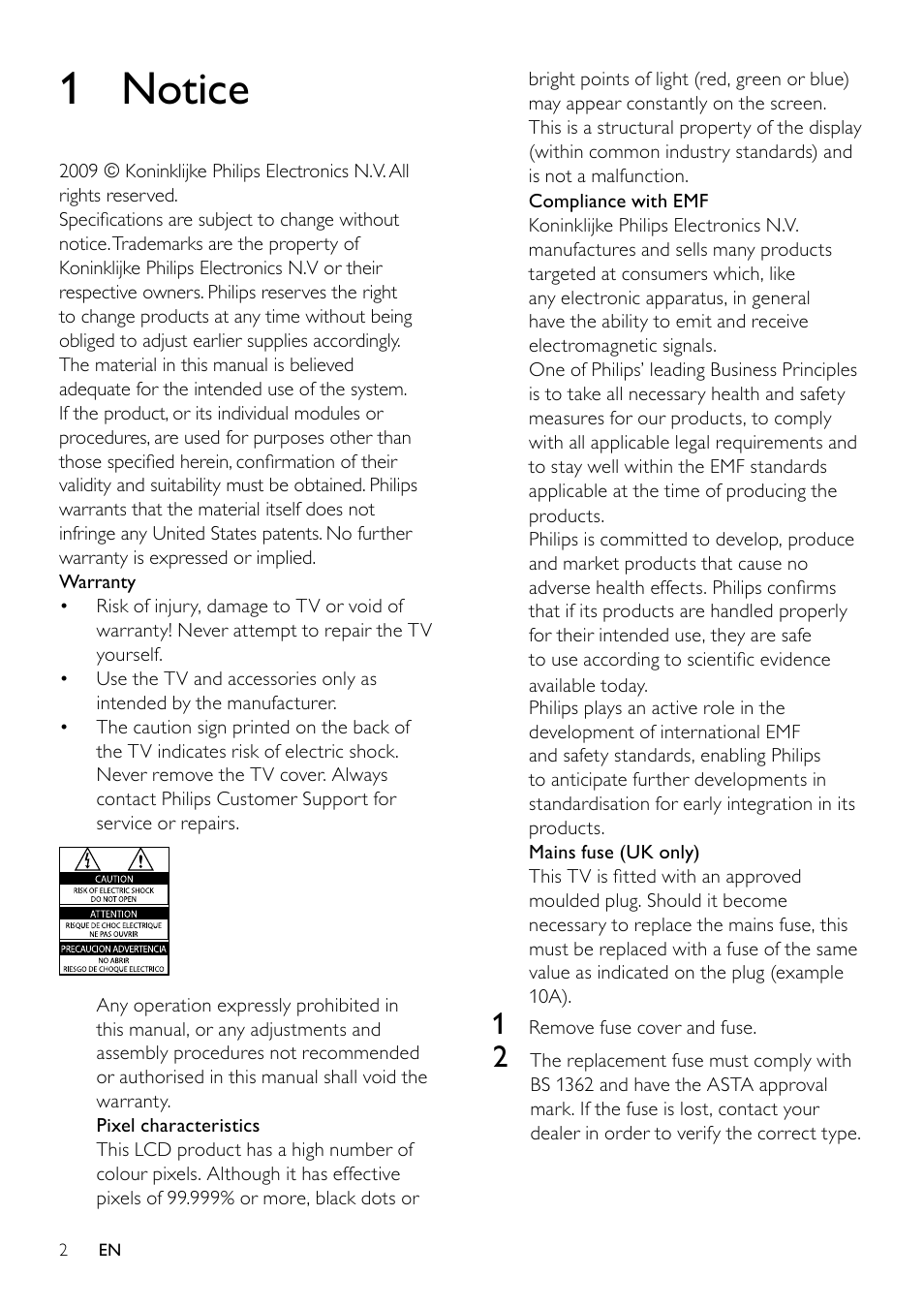 1 notice | Philips 19PFL3404D/05  EN User Manual | Page 4 / 43