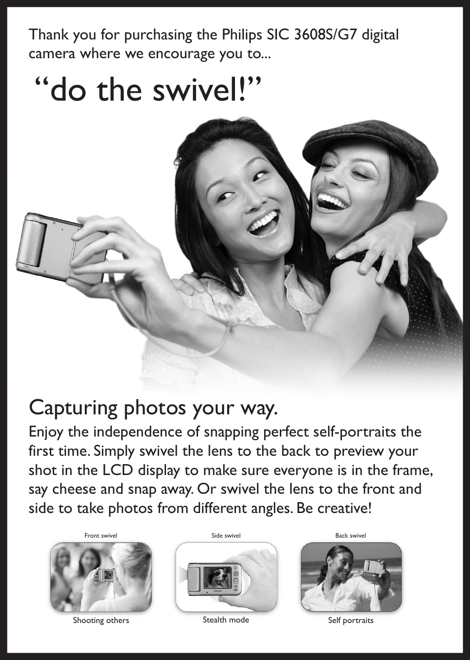 Do the swivel, Capturing photos your way | Philips SIC 3608S/G7 User Manual | Page 2 / 36