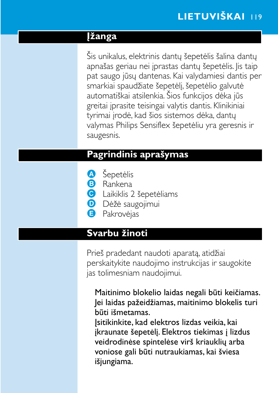 Lietuviškai 119 | Philips HX1515 User Manual | Page 119 / 162