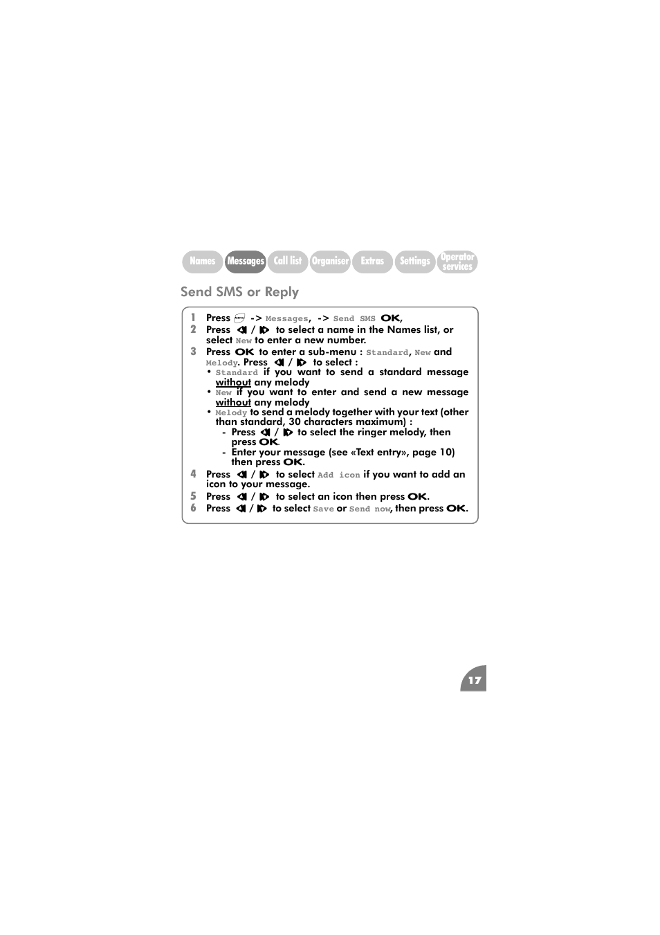 Send sms or reply | Philips 288 User Manual | Page 21 / 62