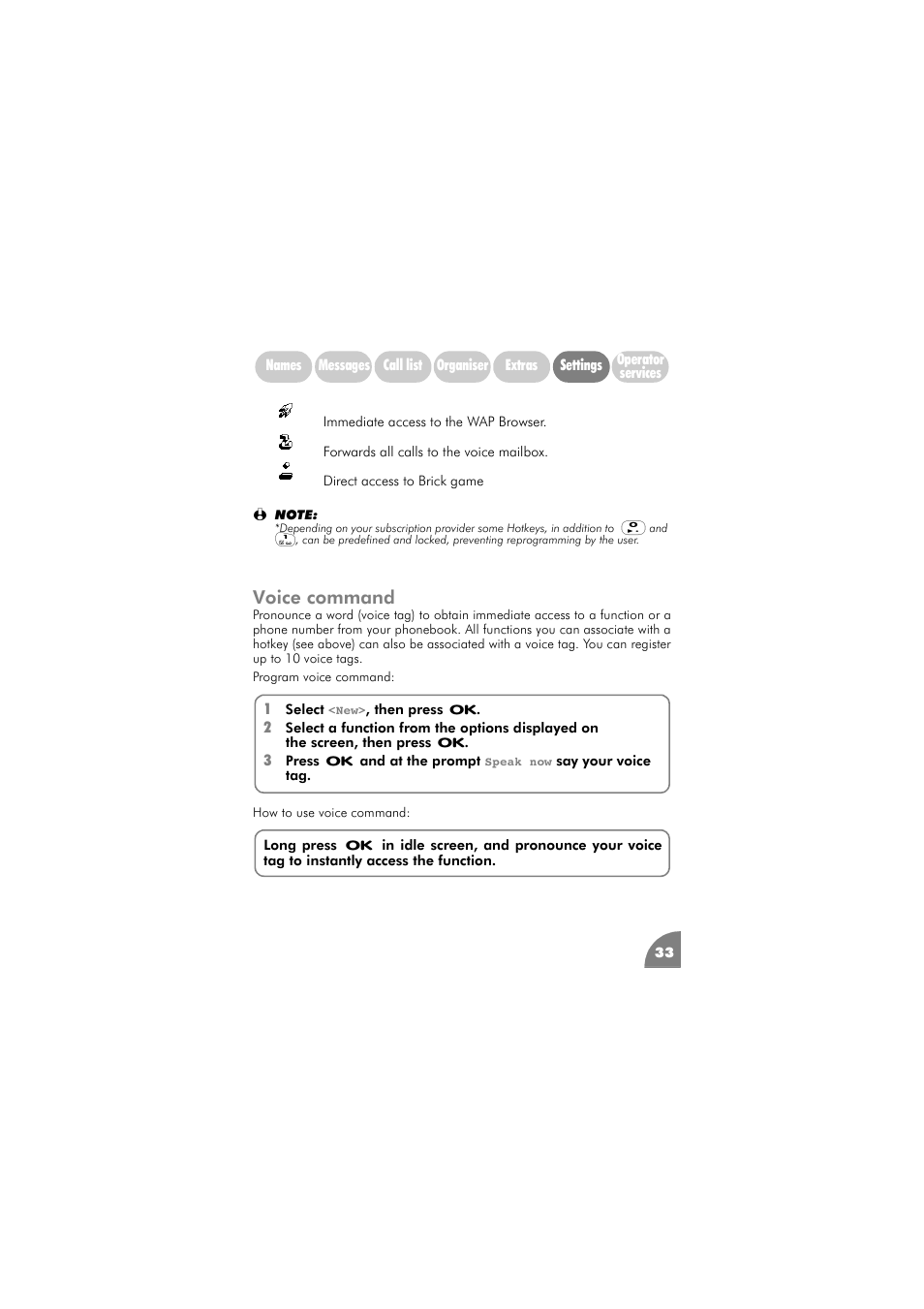 Voice command | Philips 288 User Manual | Page 37 / 62