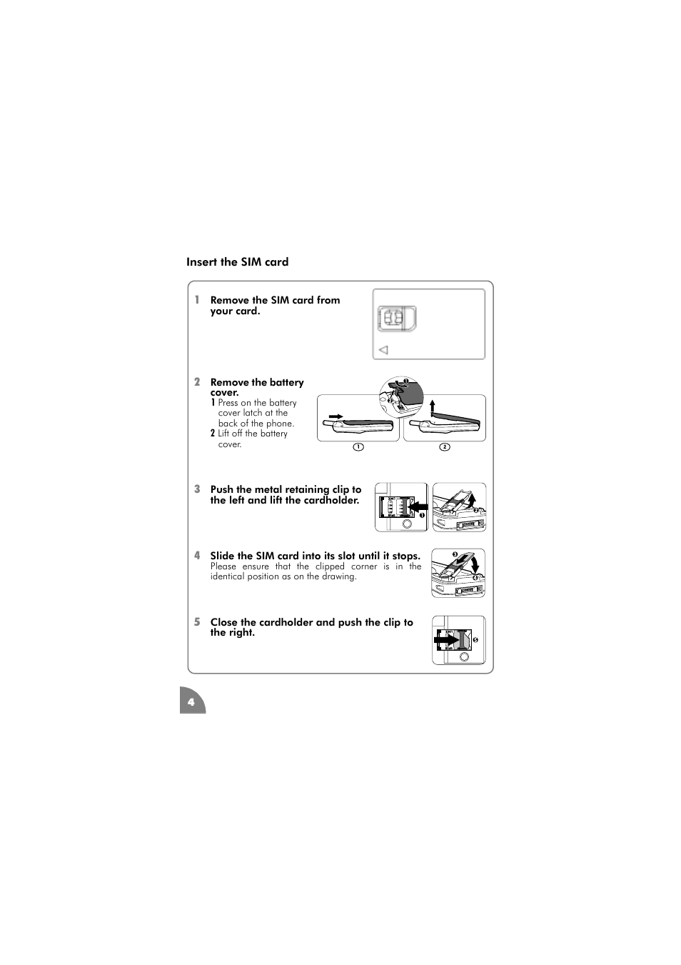 Insert the sim card | Philips 288 User Manual | Page 8 / 62