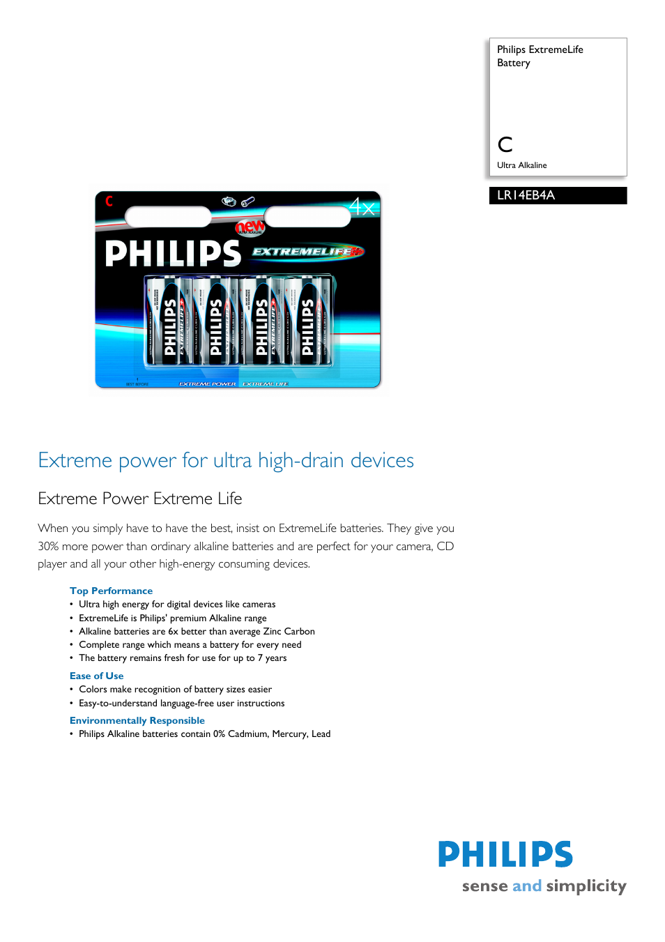 Philips LR14EB4A User Manual | 2 pages