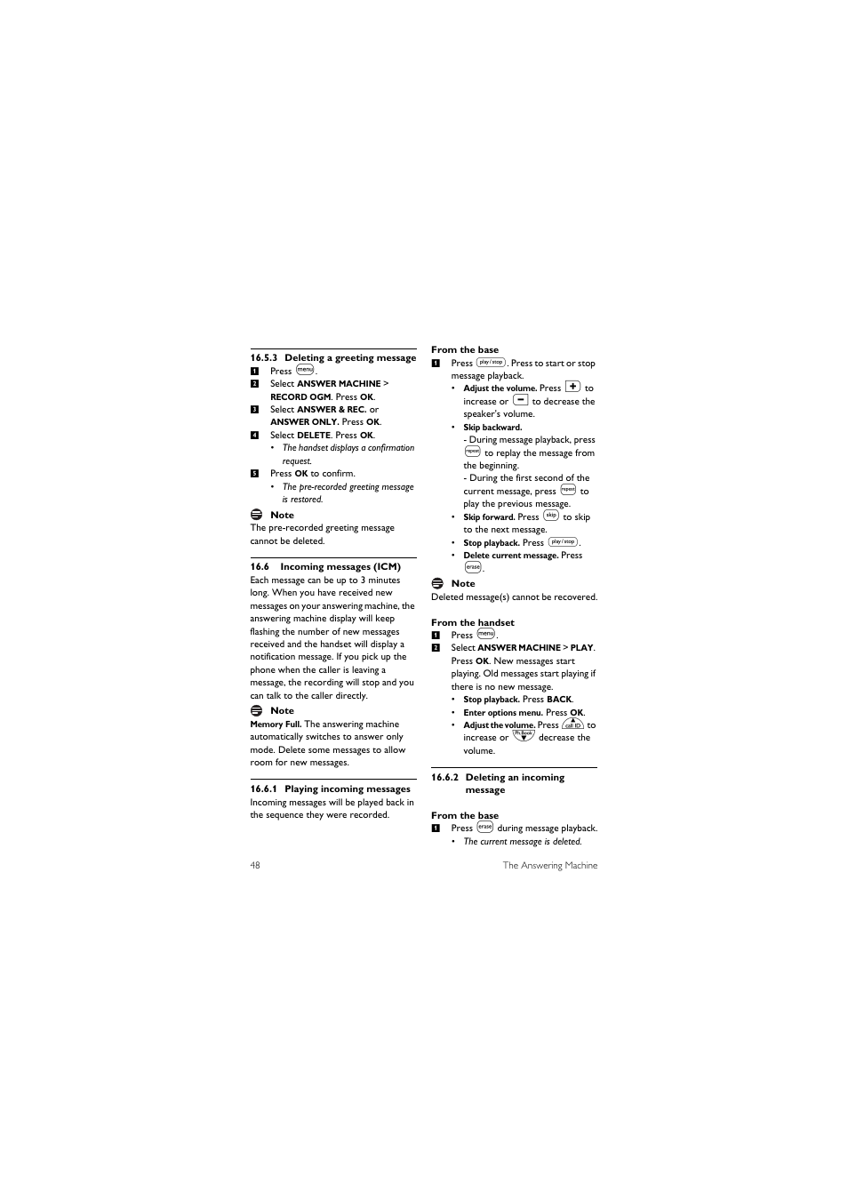 6 incoming messages (icm) | Philips SE455C User Manual | Page 50 / 64