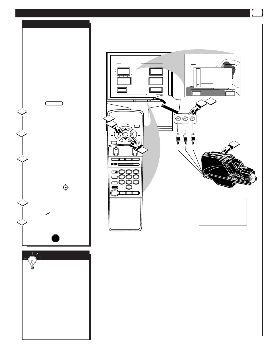 Sing the, Udio, Ideo | Nput, Acks, Continued, Stop | Philips 8P4841C User Manual | Page 29 / 59