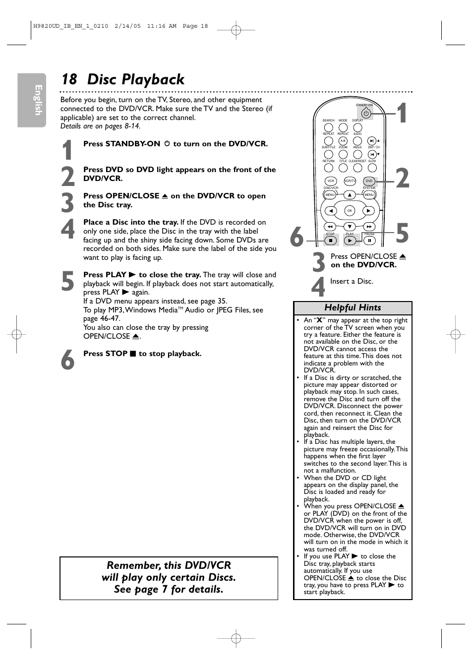18 disc playback | Philips DVP3050V/37 User Manual | Page 18 / 66