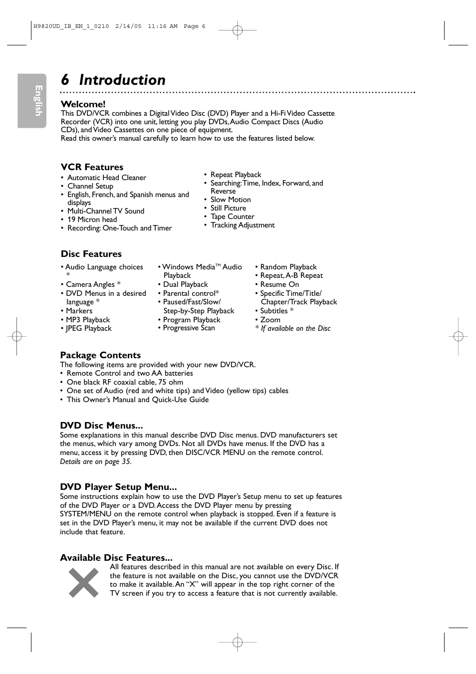 6 introduction | Philips DVP3050V/37 User Manual | Page 6 / 66