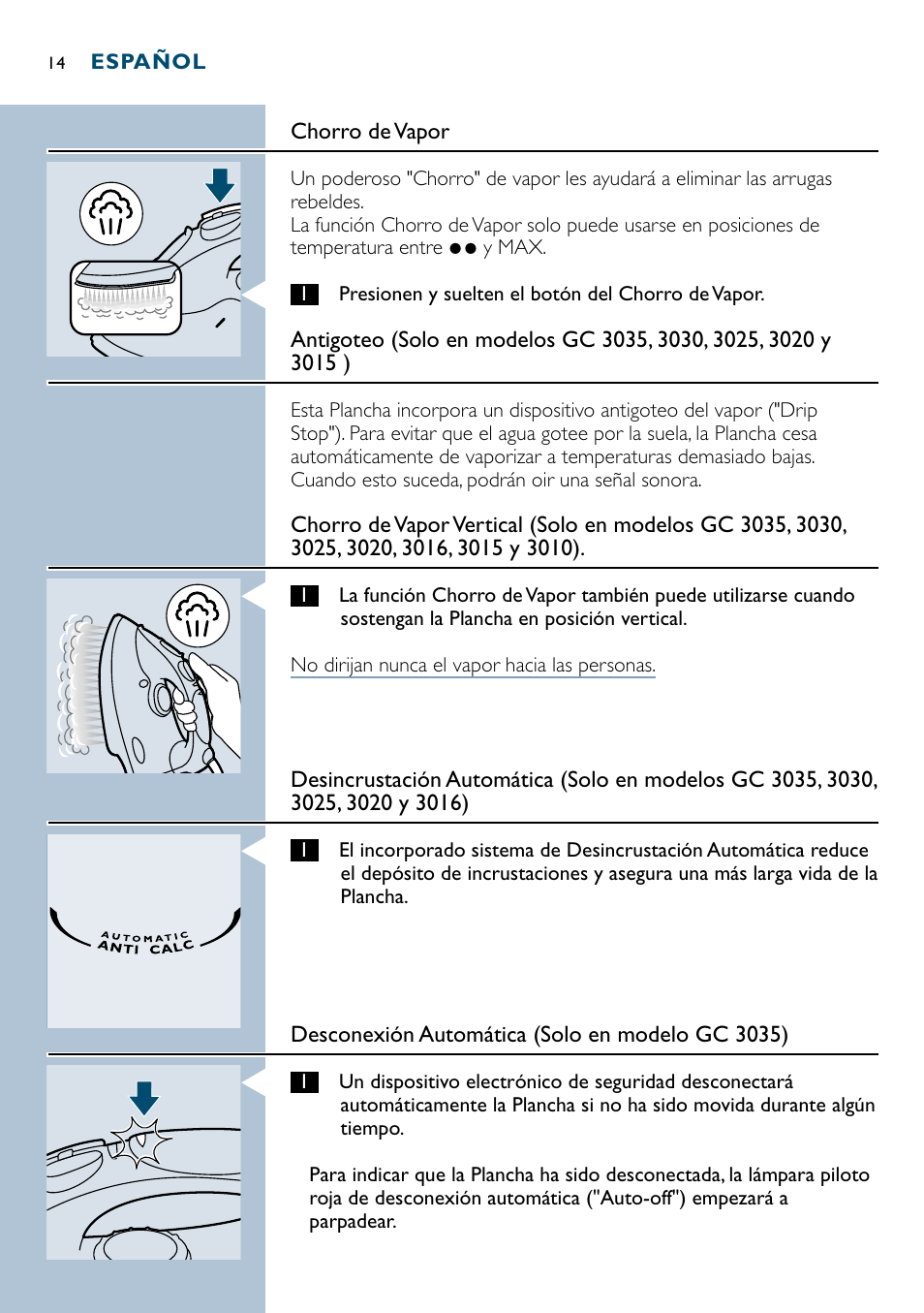Philips GC3035 User Manual | Page 14 / 36
