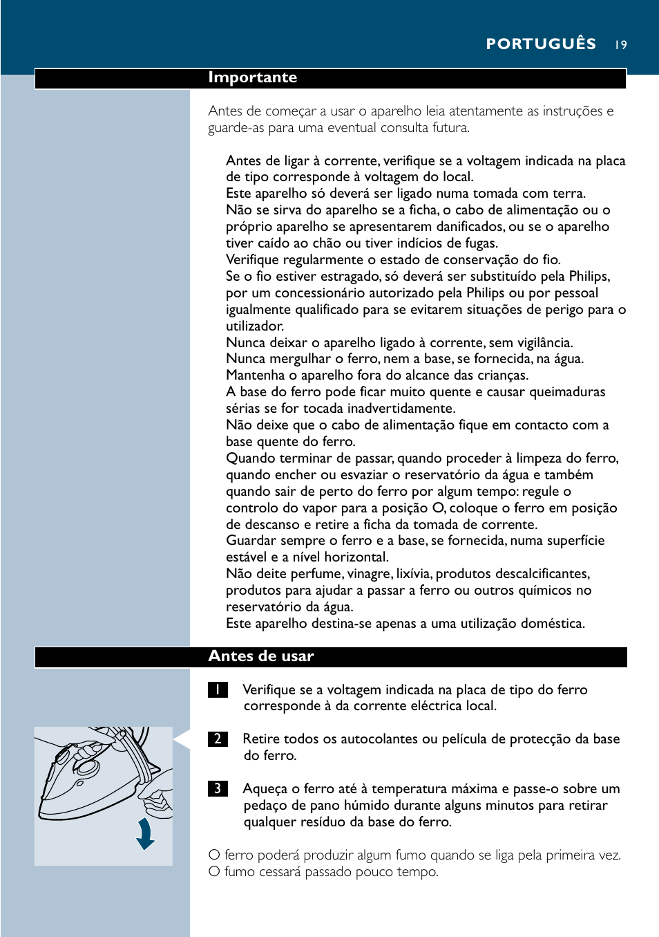 Português 19 | Philips GC3035 User Manual | Page 19 / 36