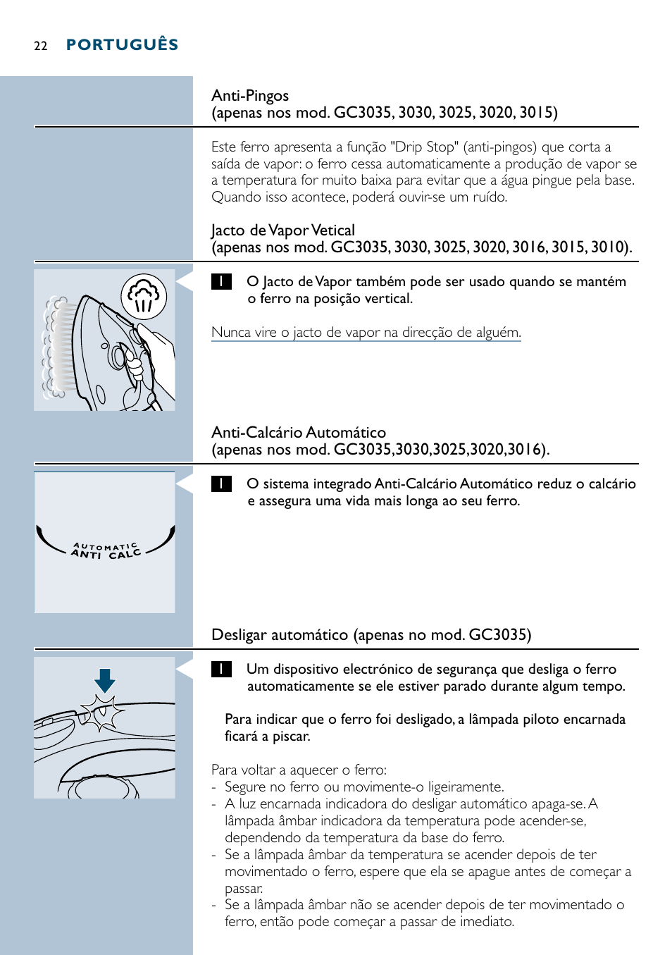 Philips GC3035 User Manual | Page 22 / 36