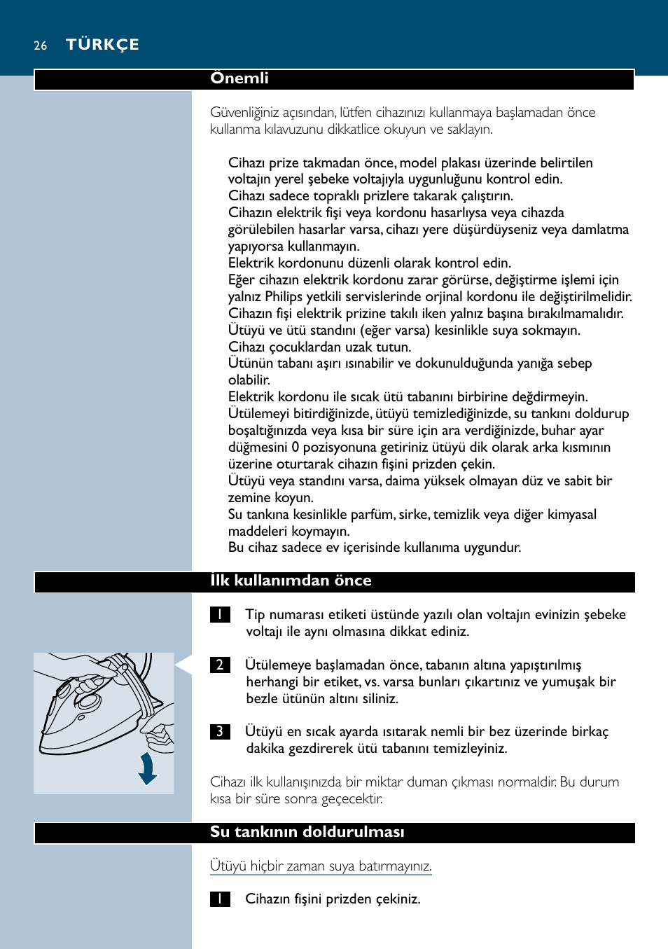 Türkçe 26 | Philips GC3035 User Manual | Page 26 / 36