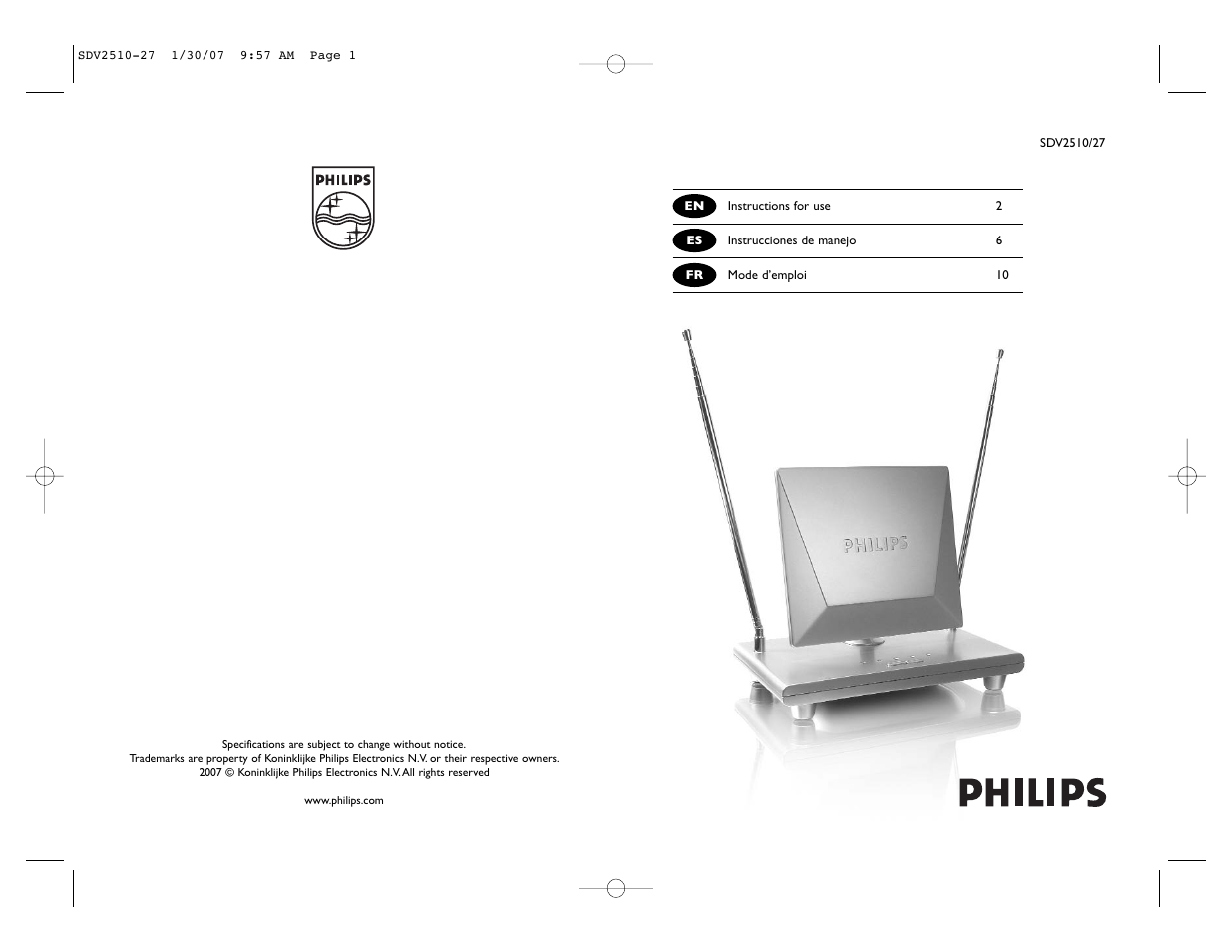 Philips SDV2510/27 User Manual | 7 pages