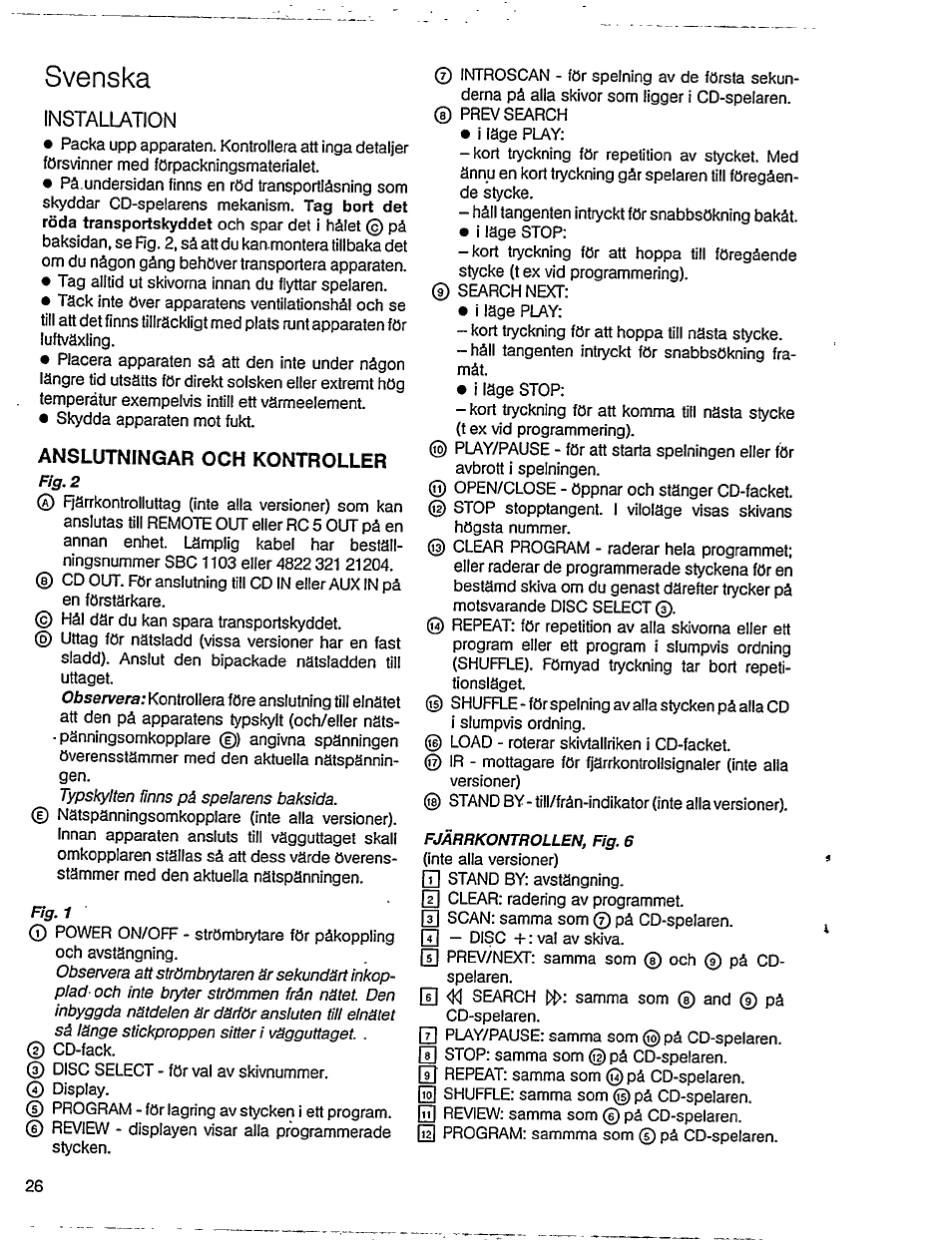 Svenska, Anslutningar och kontroller | Philips AK 701 User Manual | Page 8 / 10