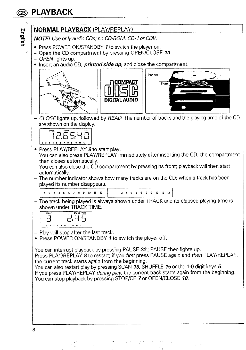 Playback, O u c | Philips CD 740 User Manual | Page 8 / 20