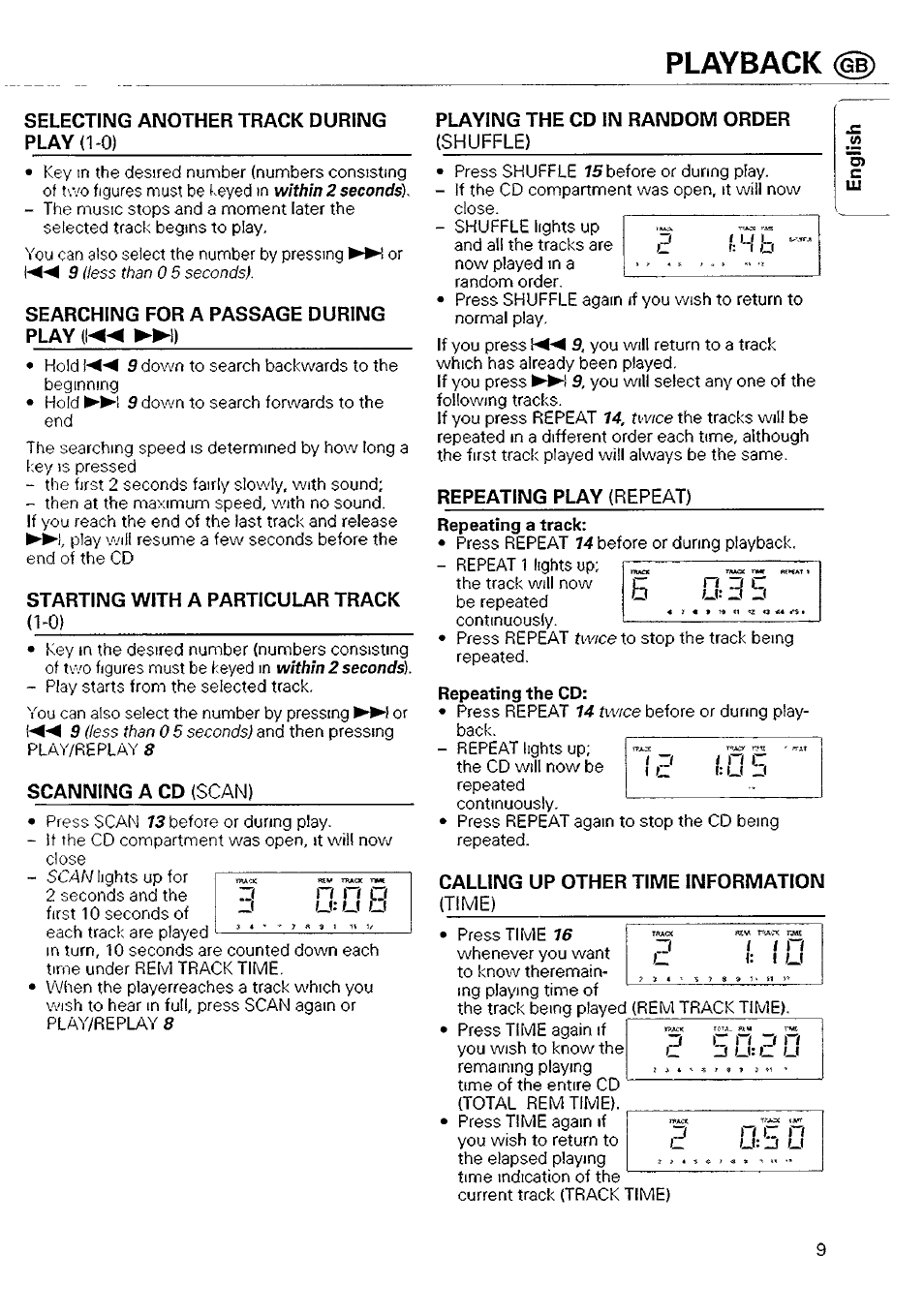 Playback | Philips CD 740 User Manual | Page 9 / 20