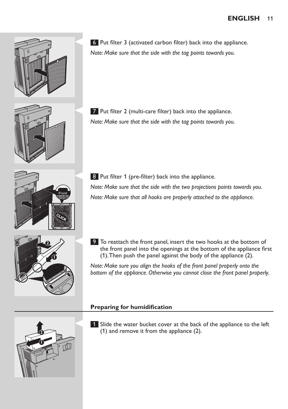 Preparing for humidification | Philips AC4083 User Manual | Page 11 / 74
