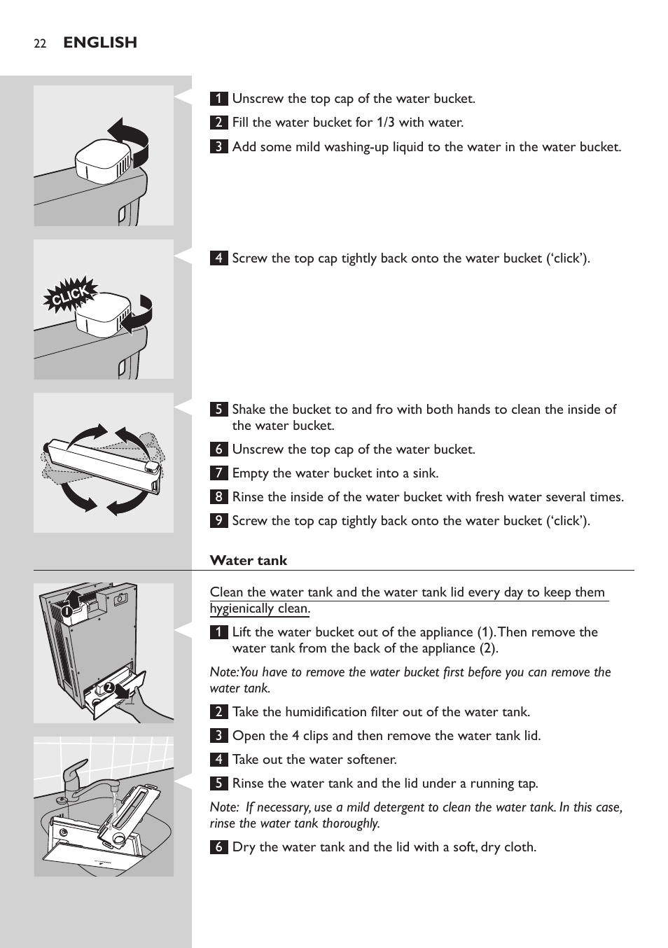 Water tank | Philips AC4083 User Manual | Page 22 / 74