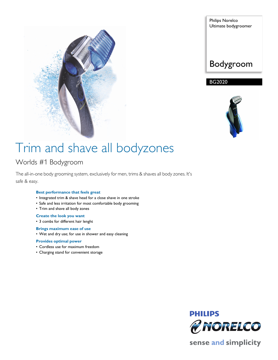 Philips BG2020 User Manual | 2 pages