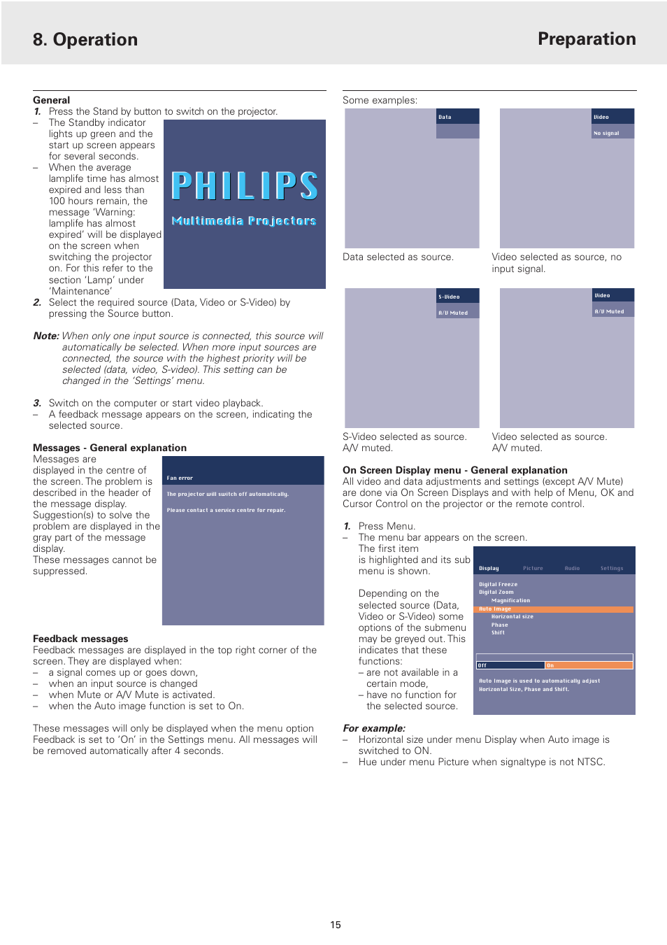 Operation, Preparation, Philips | Philips 2 Series User Manual | Page 15 / 23