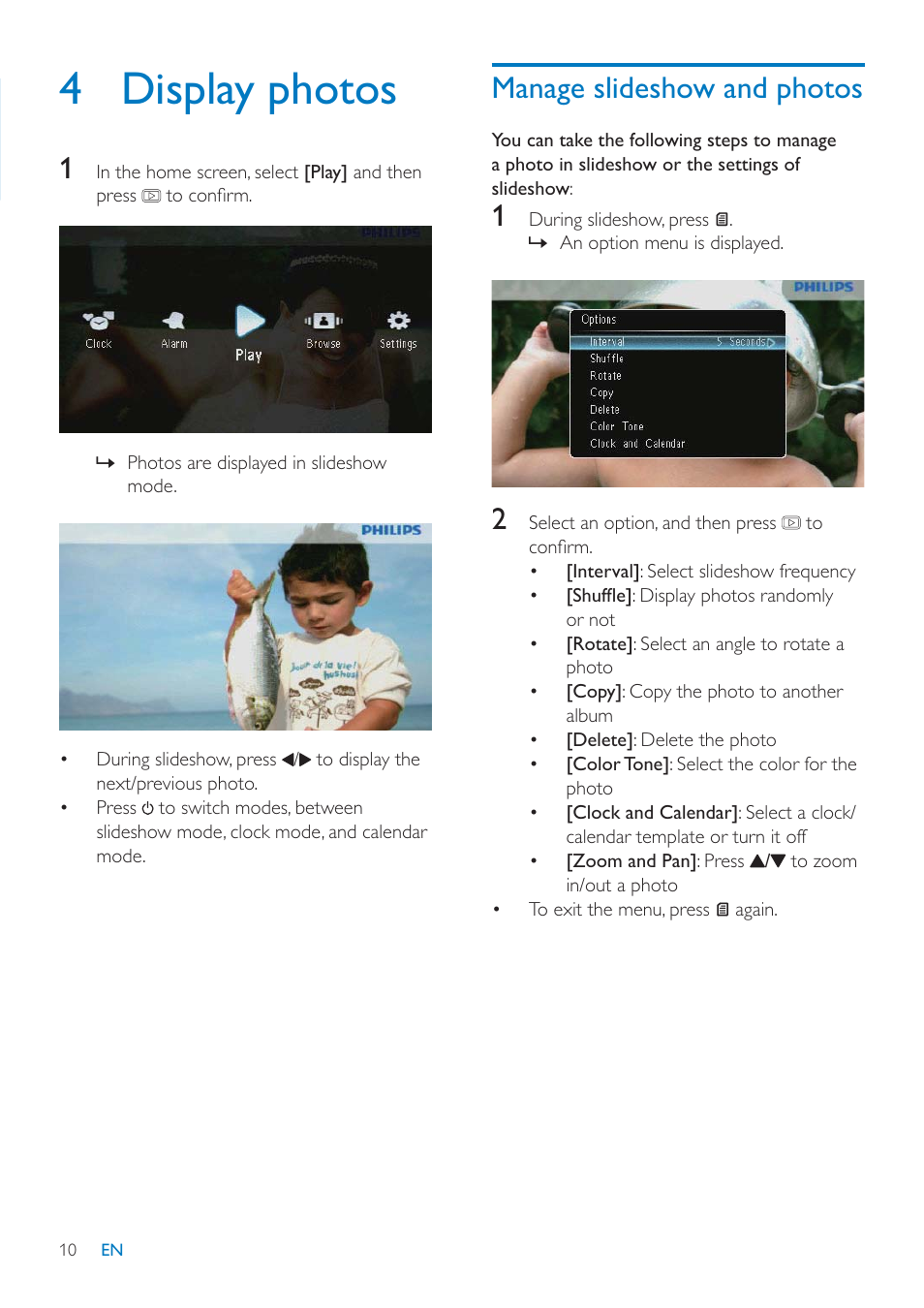 4 display photos | Philips SPF1307 User Manual | Page 11 / 32