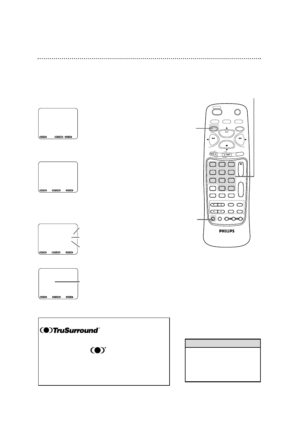 68 audio settings, Helpful hint, Press the number 3 button to select audio | Philips DV900VHS User Manual | Page 68 / 84