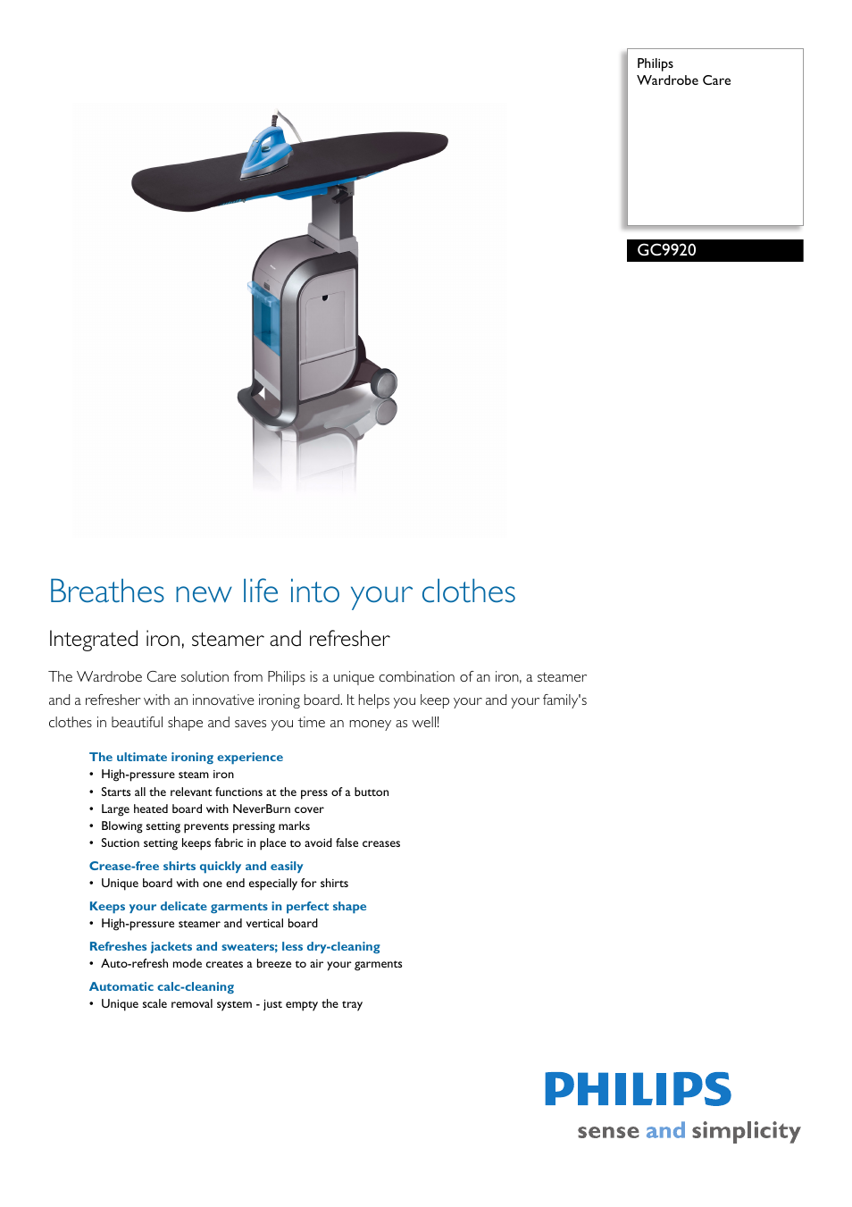 Philips GC9920 User Manual | 2 pages