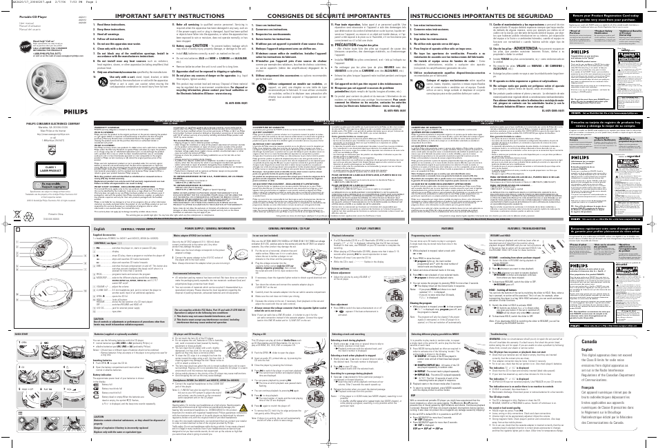 Philips AX2411 User Manual | 2 pages