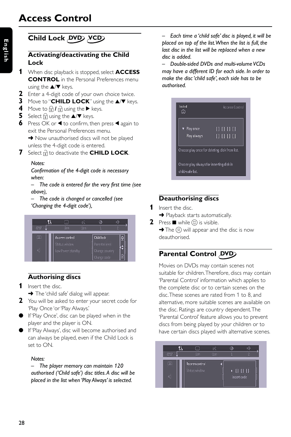 Access control | Philips DVD763SA User Manual | Page 28 / 32