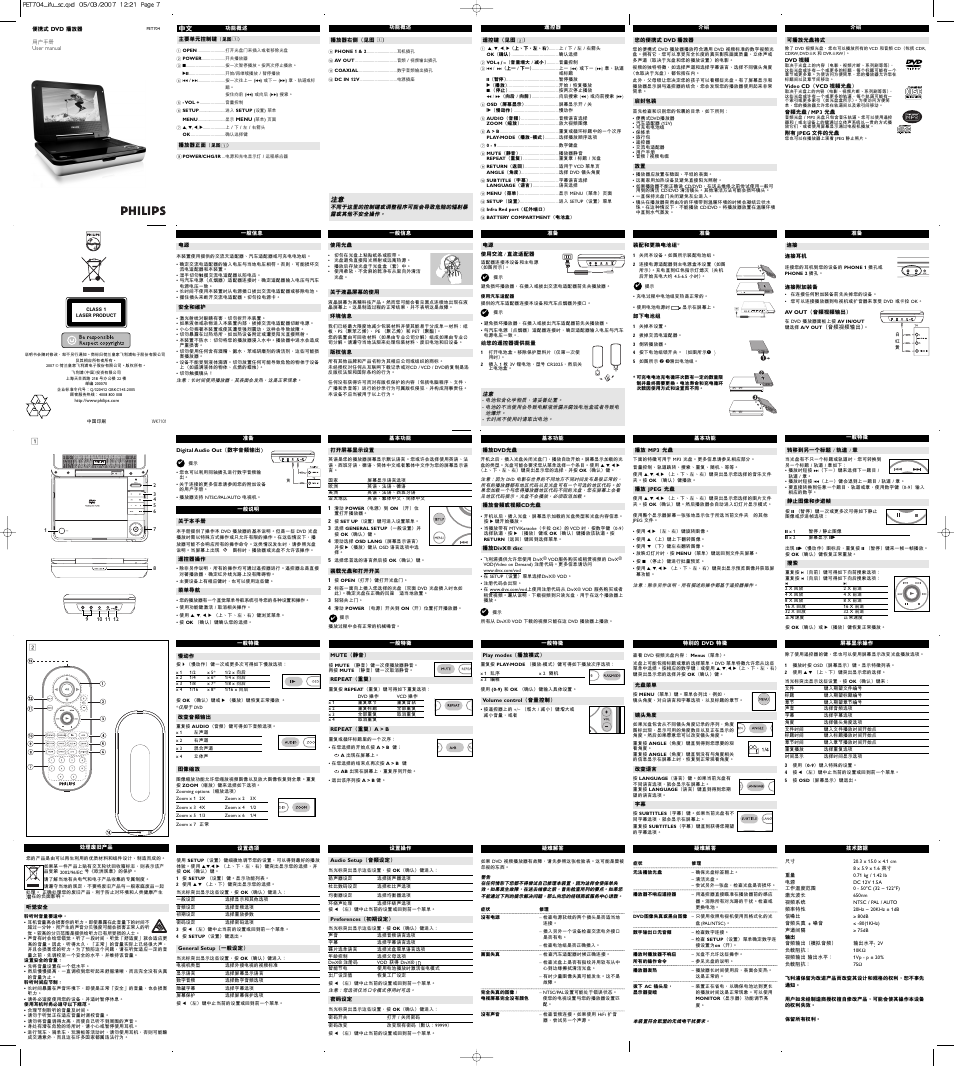 Philips PET704/98 User Manual | 2 pages