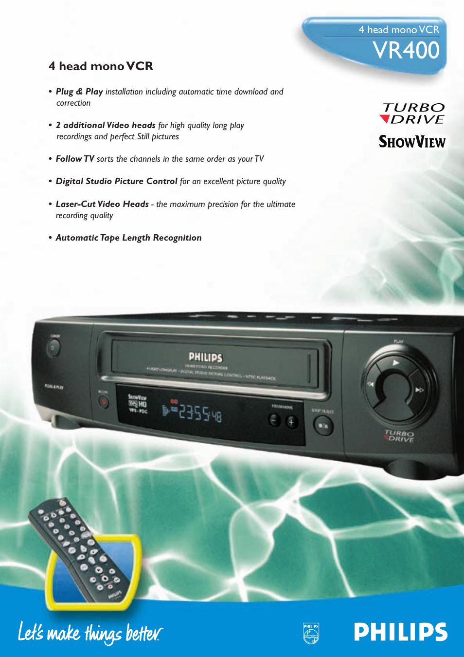 Philips SHOWVIEW VR400 User Manual | 2 pages