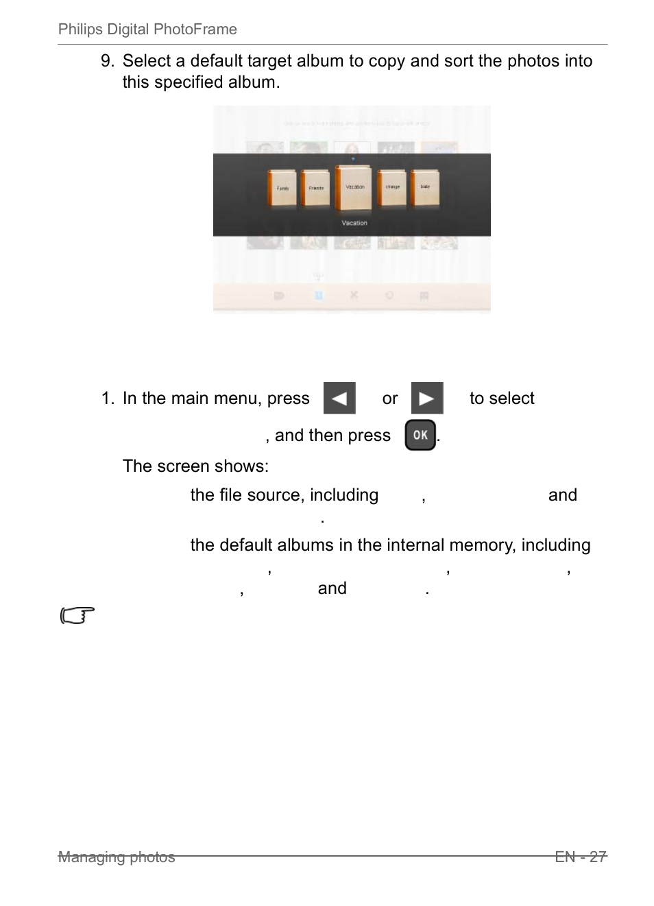 Tagging photos to an album | Philips SPF3470/G7 User Manual | Page 33 / 66