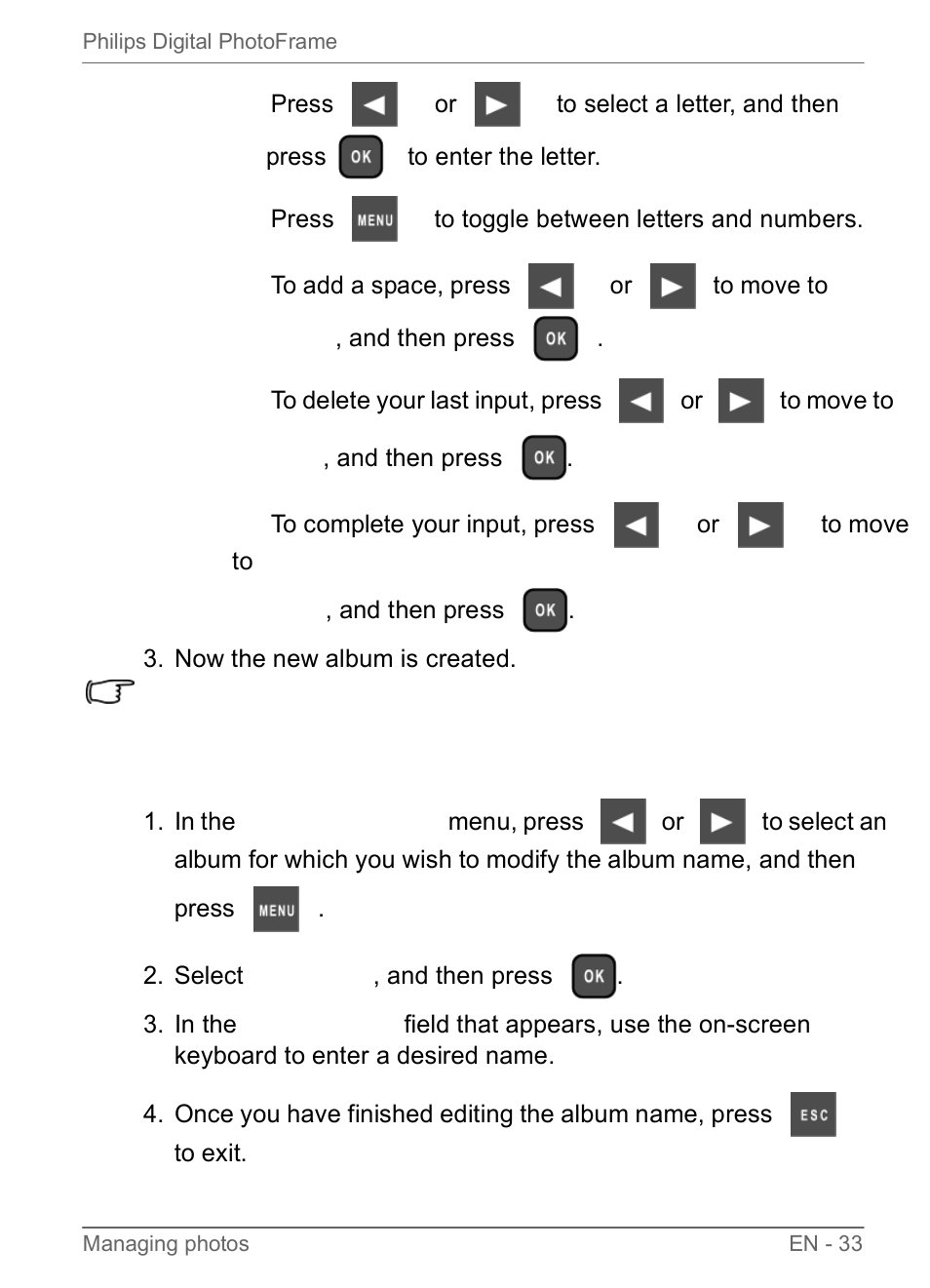 Modifying an album | Philips SPF3470/G7 User Manual | Page 39 / 66