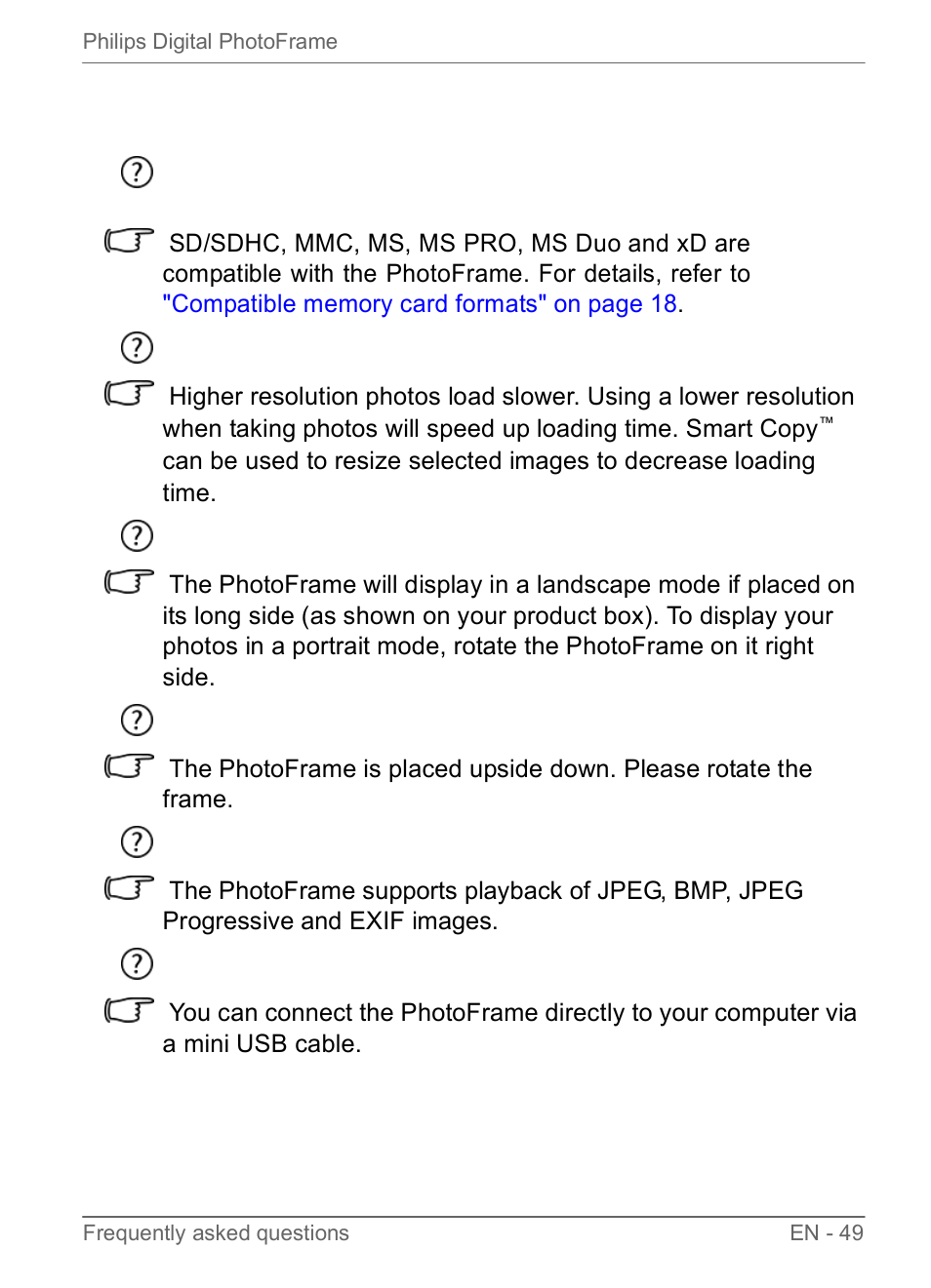 Frequently asked questions | Philips SPF3470/G7 User Manual | Page 55 / 66