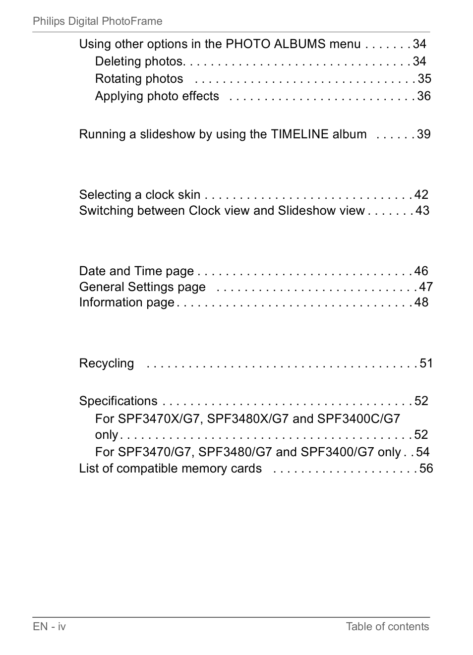 Philips SPF3470/G7 User Manual | Page 6 / 66