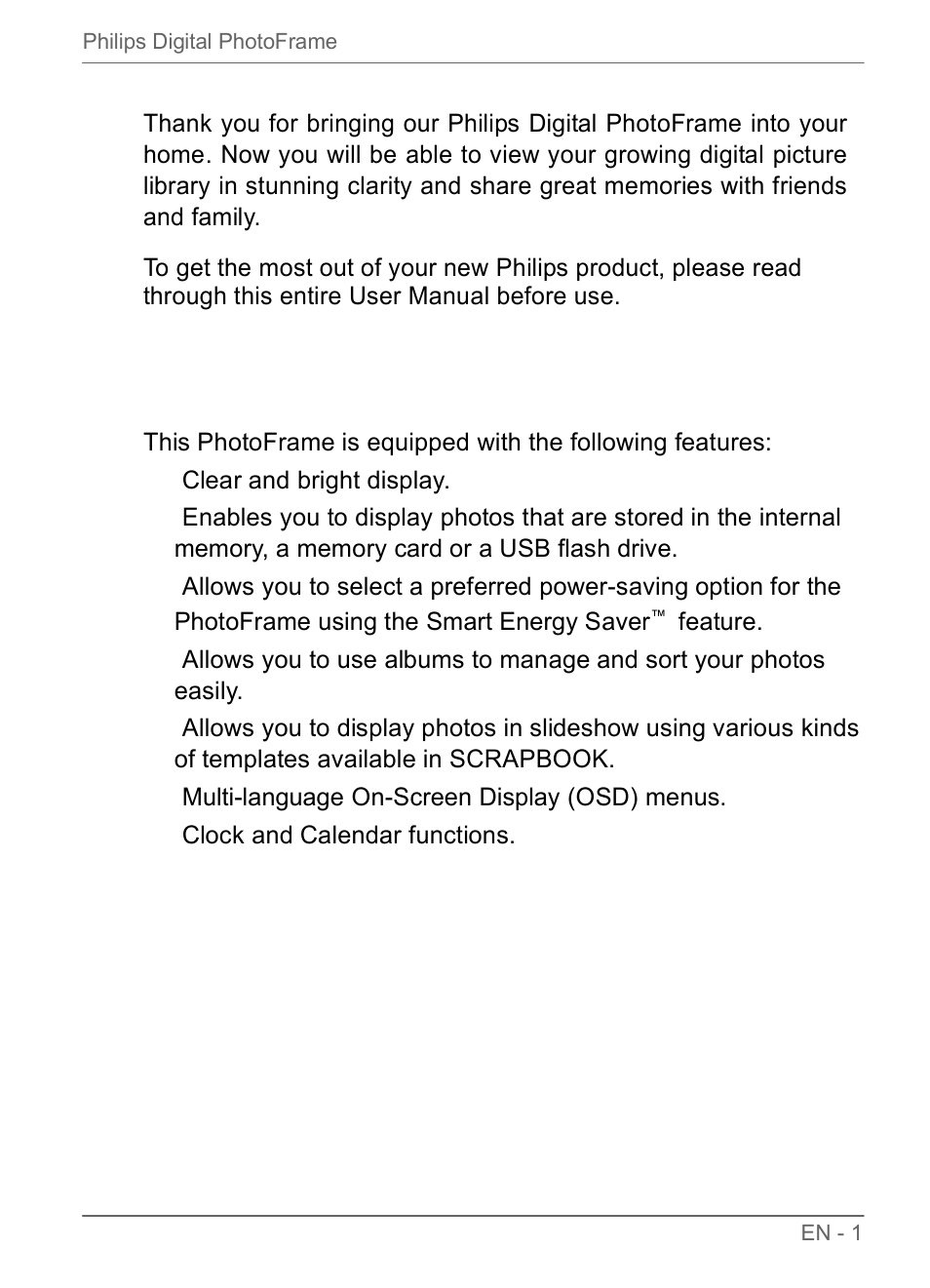 Key features | Philips SPF3470/G7 User Manual | Page 7 / 66